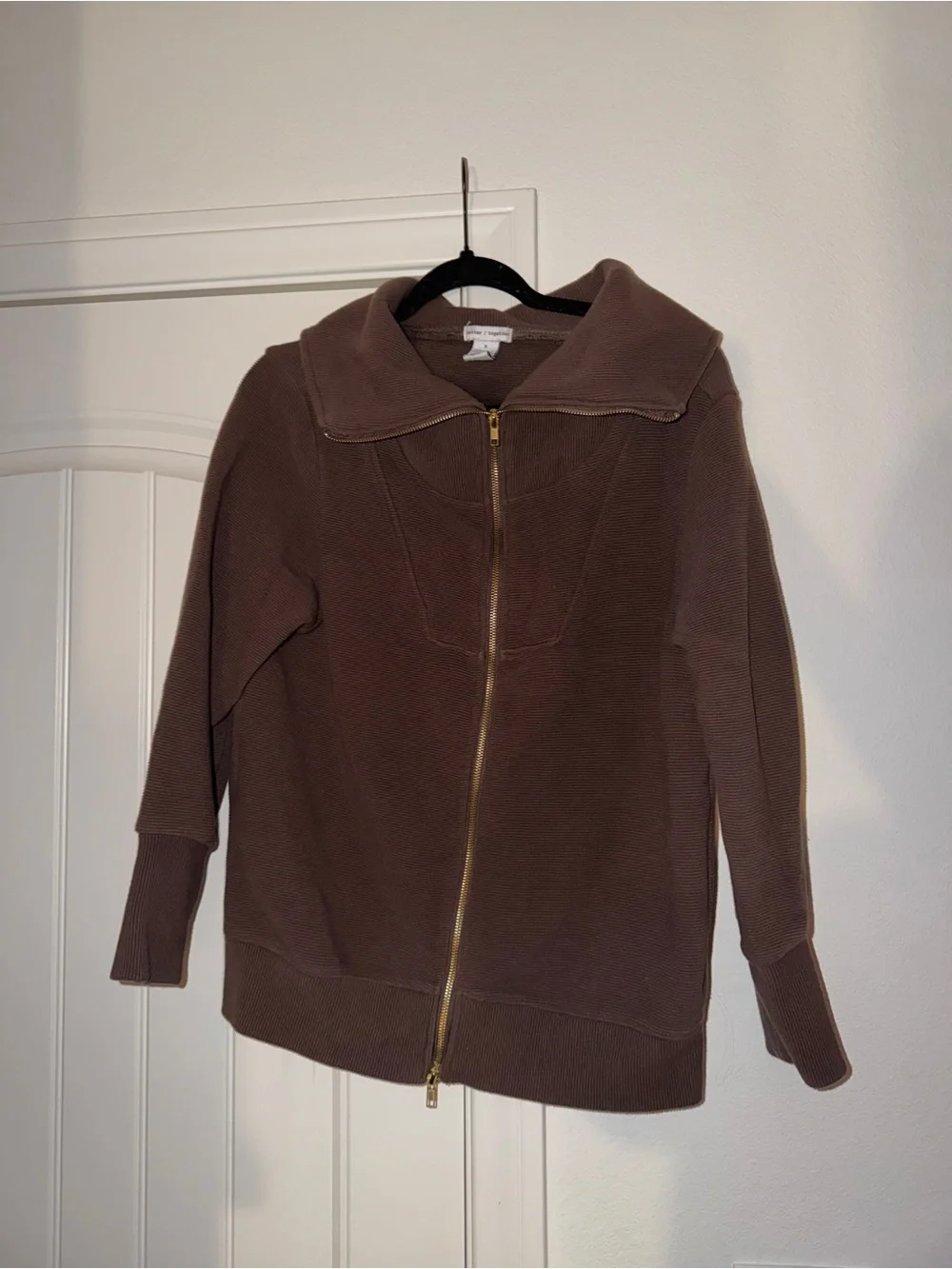 Better / Together Brown Ribbed Full Zip Sweater Jacket Size Small